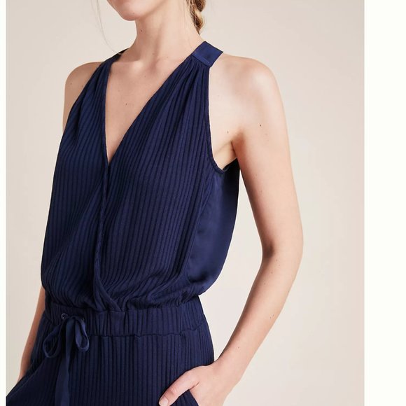 anthropologie navy juniper jumpsuit w/pockets M - Picture 2 of 9